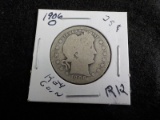 R12  G/AG  Quarter 1906-0 Barber KEY COIN