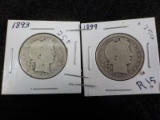 R15  G/AG  (2) Quarters 1893, 1899 Barber - 2 X $