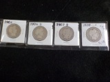 R18  G/AG  (4) Quarters 1906, 06-D, 07-D, 08 Barber - 4 X $
