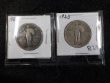 R23  AG  (2) Quarters 1920, 1923 Standing Liberty