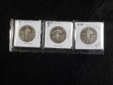 R25  G/VG  (3) Quarters 1927, 27-D, 28 Standing Liberty