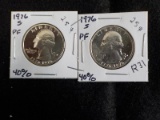 R31  Proof  (2) Quarters 1976-S, 1976-S Washington - 40% Silver - 2 X $