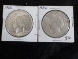 J6  VF/EF  (2) Silver Dollars 1922, 1922 - 2 X $