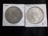 J7  EF/AU  (2) Silver Dollars 1922, 1922 - 2 X $
