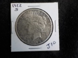 J10  EF  Silver Dollar 1922-S