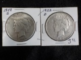 J11  VG/F  Silver Dollars 1922-D, 1922-S - 2 X$