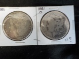 H5  VG/F  (2) Silver Dollars 1881, 1881-0 - 2 X $