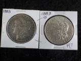 H7  VF  (2) Silver Dollars 1883, 1883-0 - 2 X $