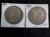 H8  VG/F  (2) Silver Dollars 1884, 1884-0 - 2 X $