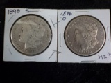 H24  VG/F  (2) Silver Dollars 1896-0, 1898-S - 2 X $