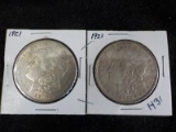 H31  EF/AU  (2) Silver Dollars 1921, 1921 Morgan - 2 X $