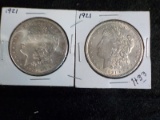 H33  EF/AU  (2) Silver Dollars 1921, 1921 Morgan - 2 X $