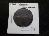 Y1  AG  Half Penny 1773 Virginia