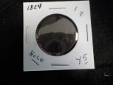 Y5  AG  Large Cent 1824 (Hole)