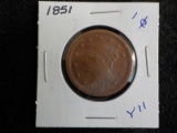 Y11  F  Large Cent 1851