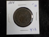 Y12  VF  Large Cent 1854