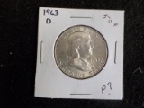 P9  GemUNC  Half Dollar 1963-D Franklin