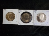 P20  UNC/Proof  (3) Half Dollars 1976, 76-D, (Proof) 76-S Kennedy - 3 X $