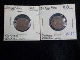 F11  G  (2) Cents Indian 1862, 1863 - 2 X $