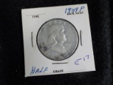 E17  UNC  Half Dollar 1949 Franklin (Obverse Spots)