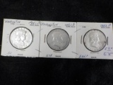 E20  F/VF  (3) Half Dollars 1951, 51-D, 52 Franklin - 3 X $