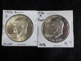 K7  Proof  (2) Dollars 1976-S, 1976-S Ike - 40% Silver - 2 X $