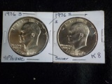 K8  Proof  (2) Dollars 1976-S, 1976-S Ike - 40% Silver - 2 X $