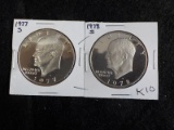 K10  Proof  (2) Dollars 1977-S, 1978-S Ike - Non Silver - 2 X $