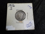 N5  G  Dime 1916-S Mercury
