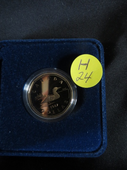 H24 Proof, 1987 Loon Dollar non silver