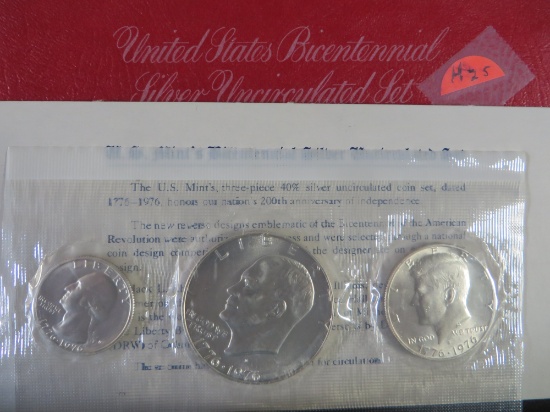 H25 UNC, Bicentennial 1776-1976 3 Coin set, Silver