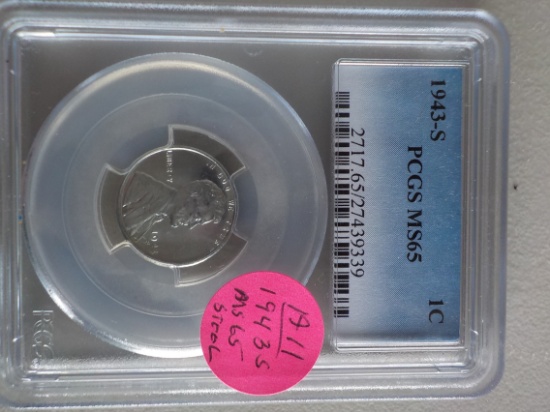 A11 1943 S PCGS MS-65 Steel penny