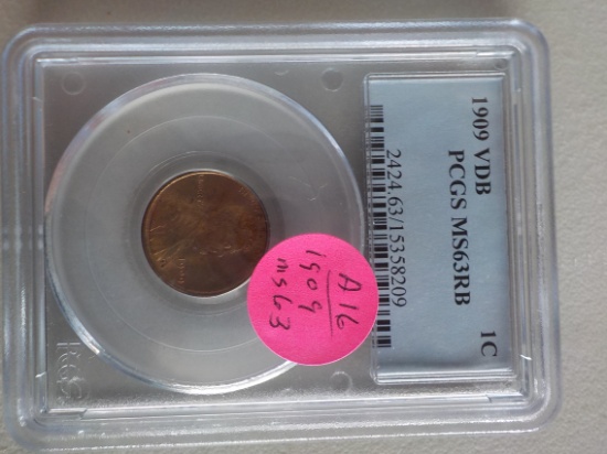 A16 1909 VDB PCGS MS 63 RB Penny