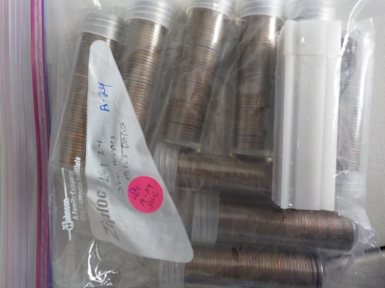 A24 10 Tubes Wheat pennies mixed dates 500 all