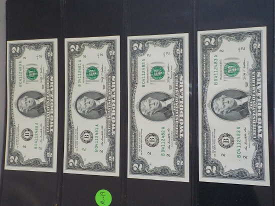 M49 4 UNC $2.00 2009 Consecutive Green Seal Each
