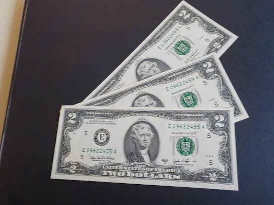 M50 3 UNC 2003 $2.00 Consecutive Green Seal Each