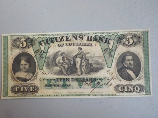 M67 1860 $5.00 Citizens Bank of Louisiana