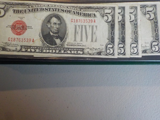 M70 4 UNC 1928 $5.00 Red Seal Each