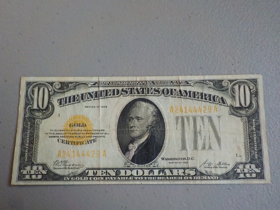 M90 1928 $10.00 Gold Seal