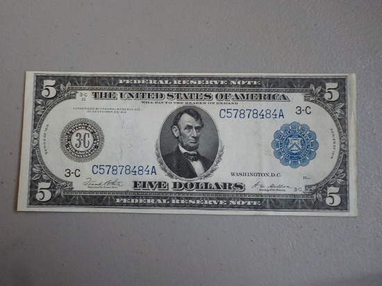 M97 1914 $5.00 Large Blue Seal