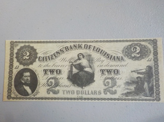 M98 1800's $2.00 citizens Bank of Louisiana Large Unissued