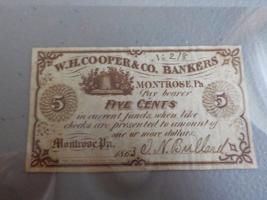 M109 1863 5 Fractional Cents Montrose, Pa