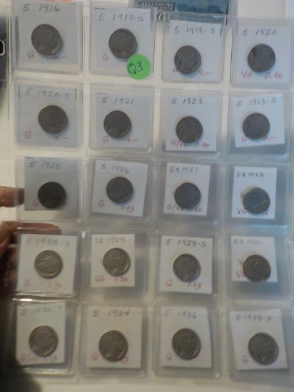 Q3 Sleeve of Buffalo nickels All different 20 coins