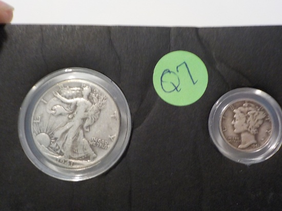 Q7 Silver, 1-half, 1-dime 1941