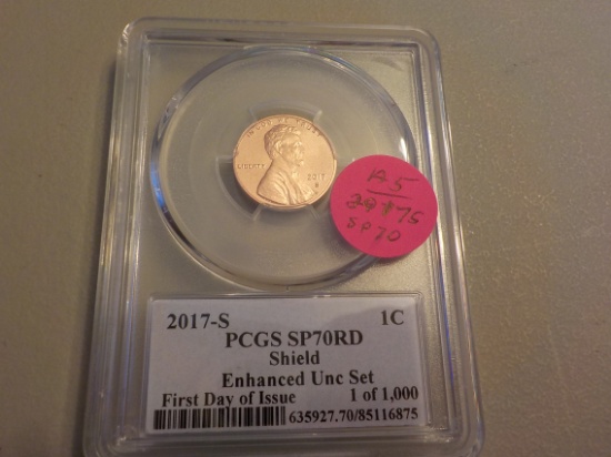 A5 2017-S PCGS SP70 Rd, enhances UNC 1 of 1,000 penny