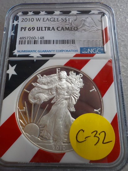 C32 2010 W PROOF 69 UC NGC Silver Eagle