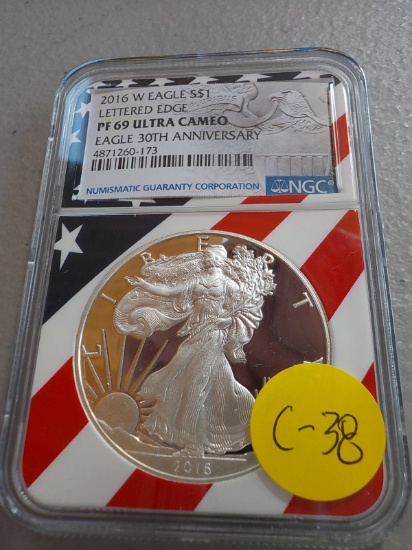 C38 2016 Lettered Edge PF 69 UC NGC Silver Eagle