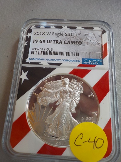 C40 2018 W PF 69 UC NGC Silver Eagle