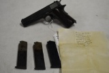 EARLY COLT 1911 SLIDE MARKED PROPERTY OF US ARMY FRAMED MARKED UNITED STATES PROPERTY WAR TIME ISSUE