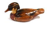 HAND CARVED WOODEN DECOY MASON STYLE REPLICA WOOD DUCK IN EXCELLENT CONDITION